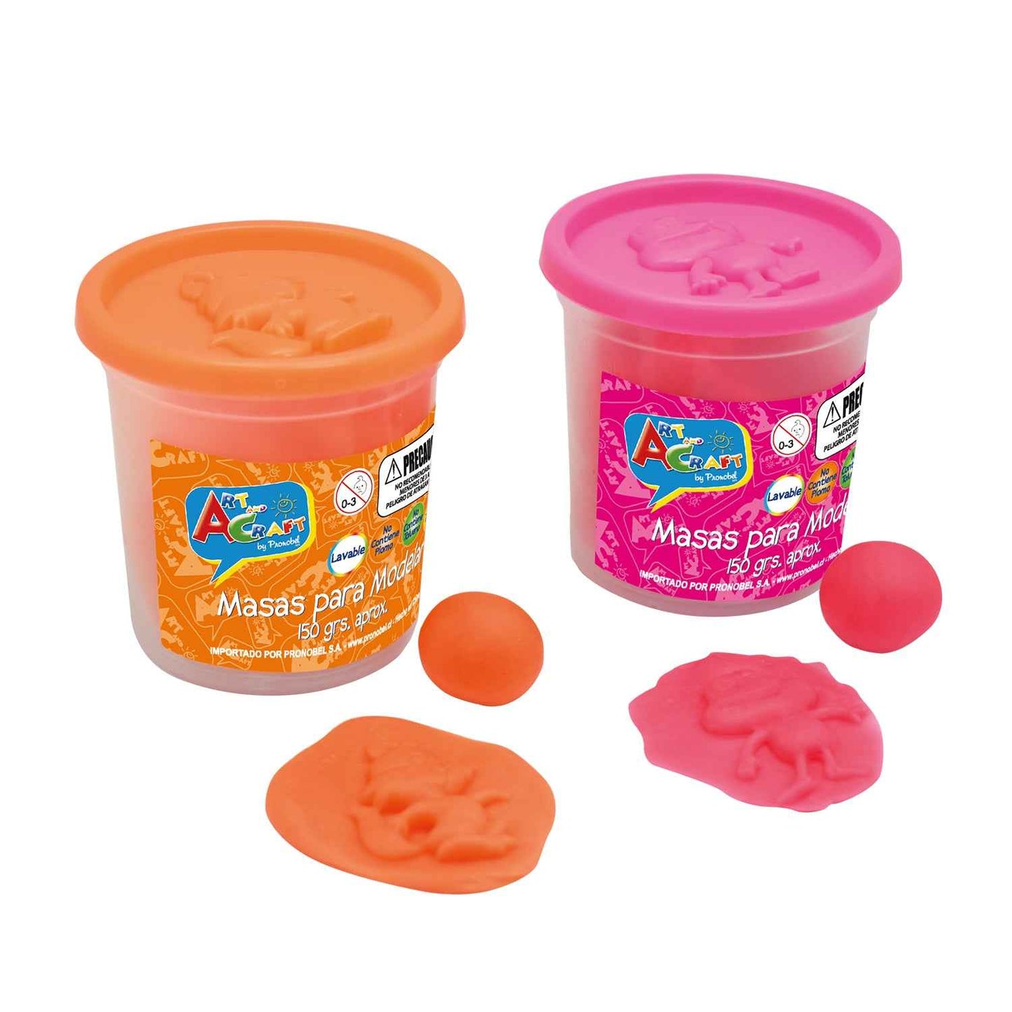 Masa Para Modelar 150 Grs Set 2 Piezas Rosado/Naranjo | Art & Craft