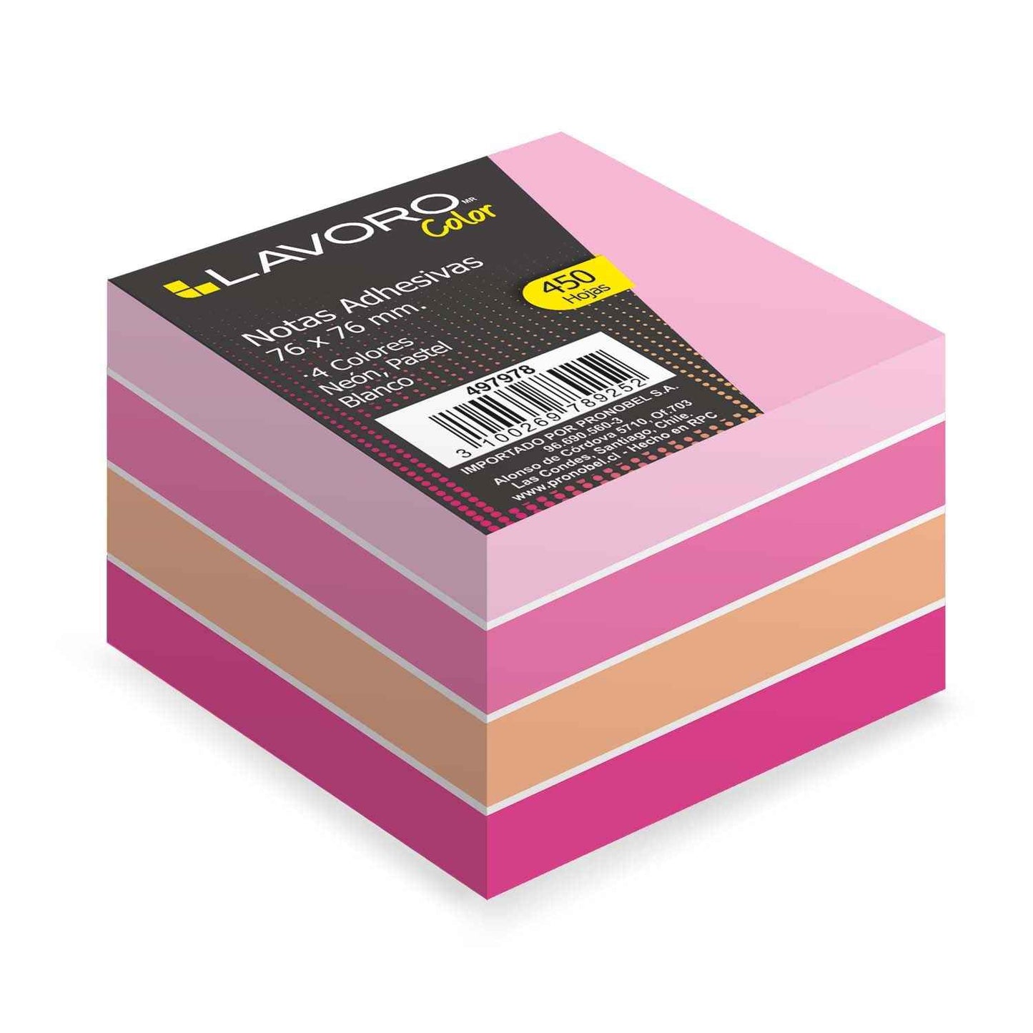 Nota Adhesiva 654 76x76 mm 450 Hojas 4 colores | Lavoro
