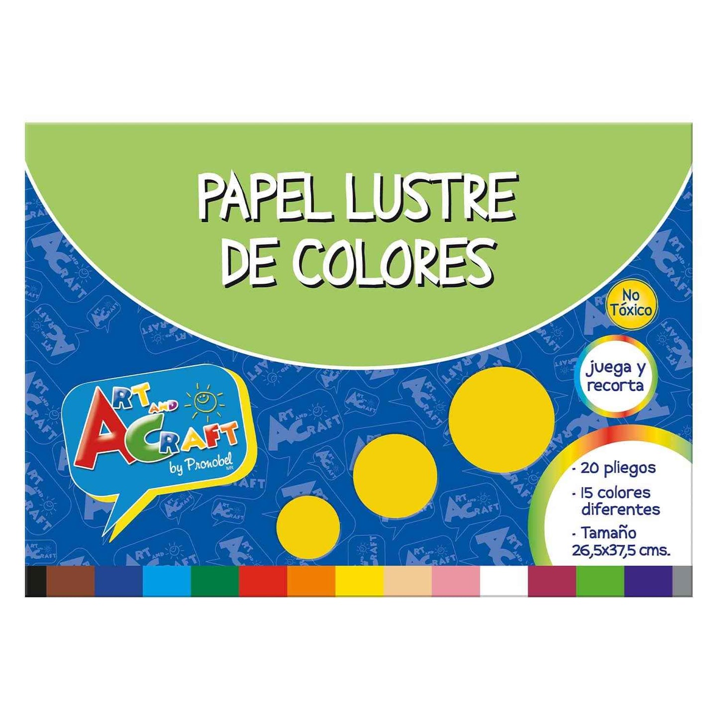 Carpeta Con Papel Lustre 20 Hojas 15 Colores 26,5 x 37,5 cm | Art & Craft