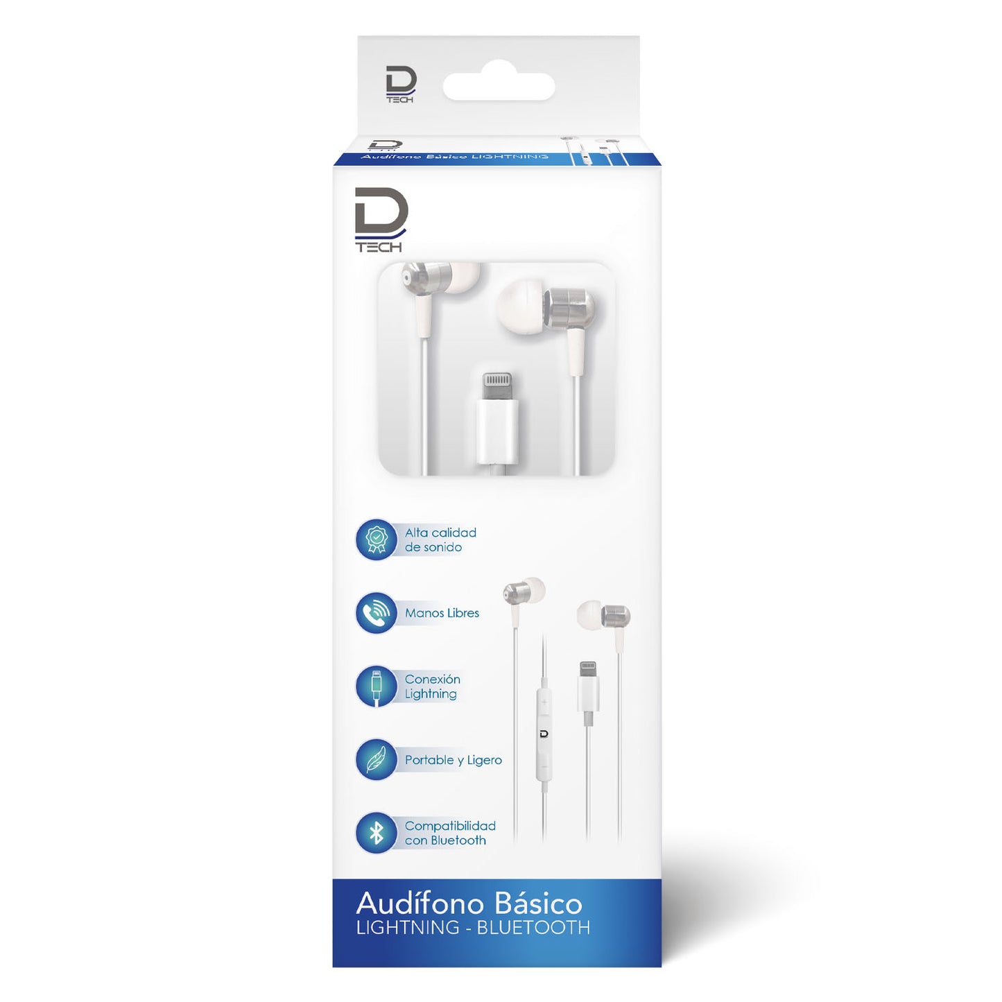 Audifono con Cable Lightning Blanco Datacom