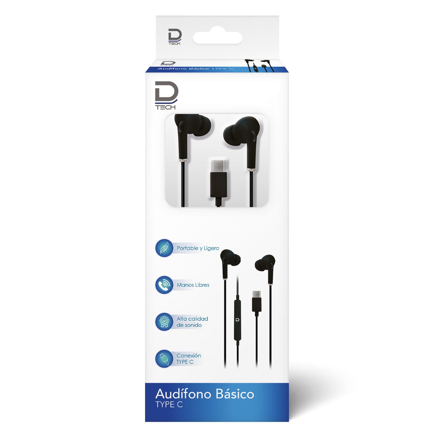 Audifono con Cable Type C Negro Datacom