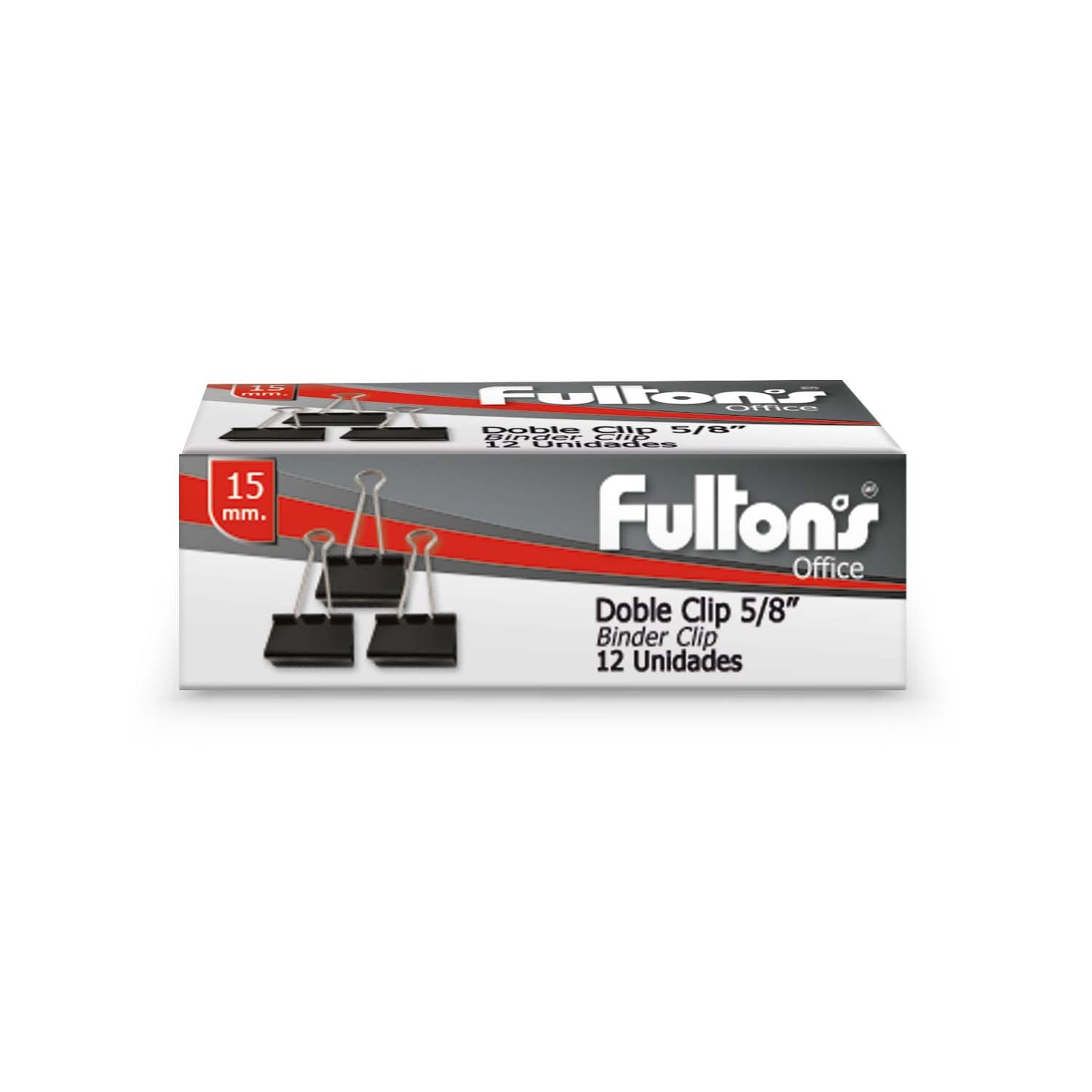 Clip Doble Negro 15 mm Metálico | Fultons