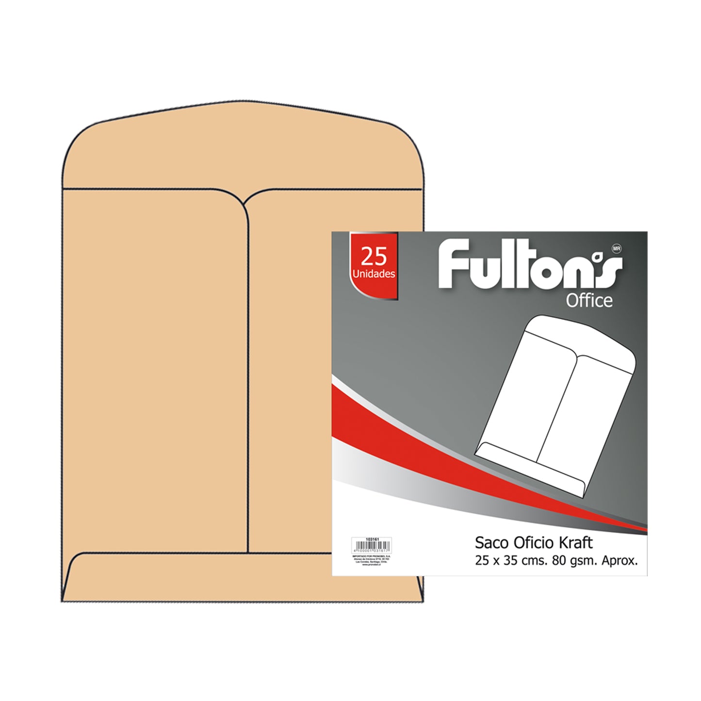 Sobre Saco Oficio Kraft 80 gr 25 Un | Fultons