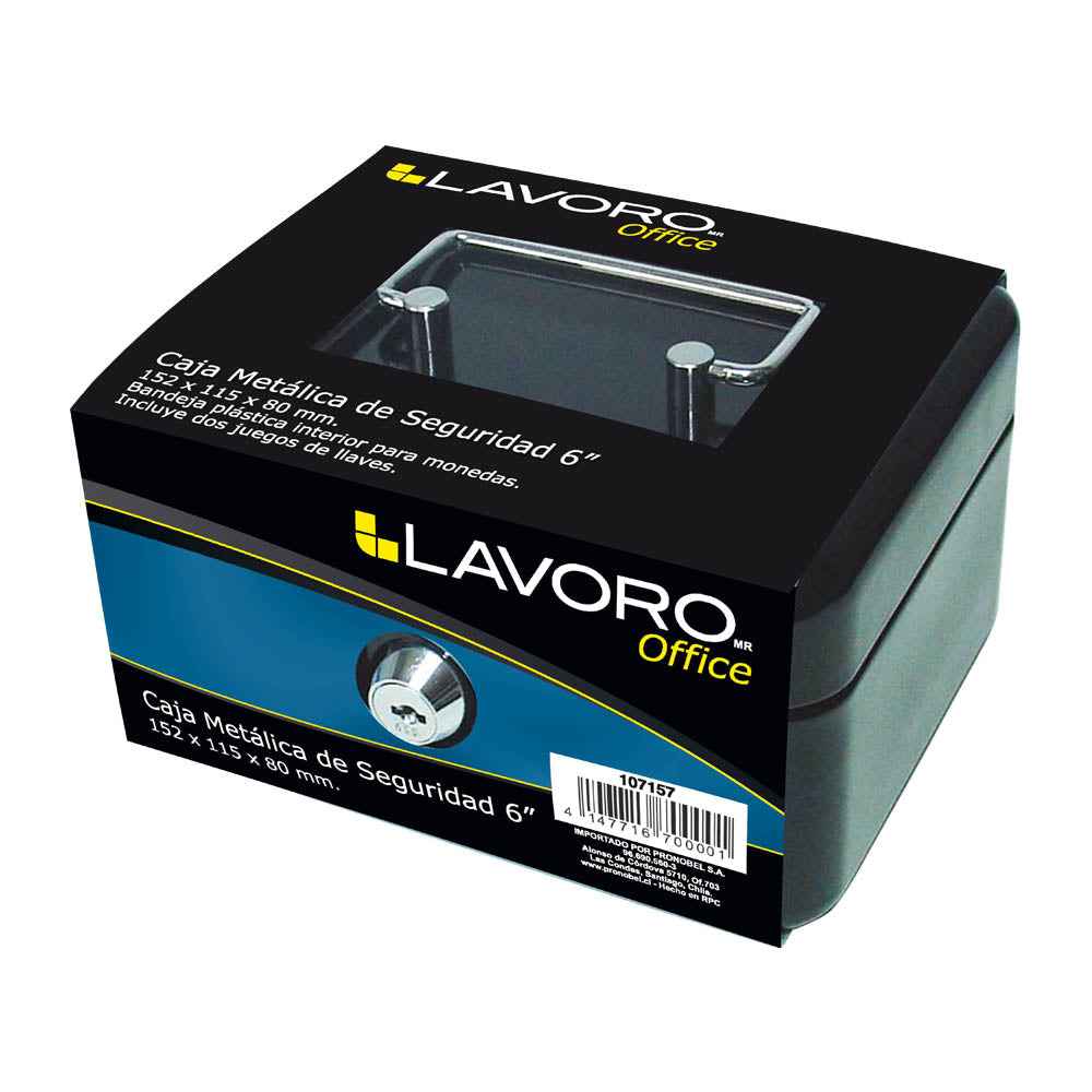 Caja De Seguridad Metal Con Chapa 10" Negra | Lavoro