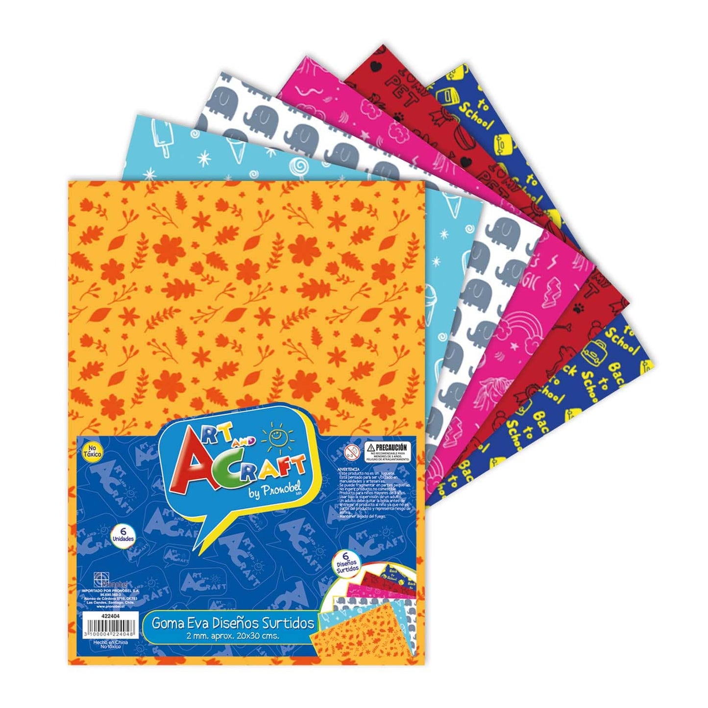Goma Eva Diseños Surtidos 20x30 cm 2 mm 6 Colores | Art & Craft