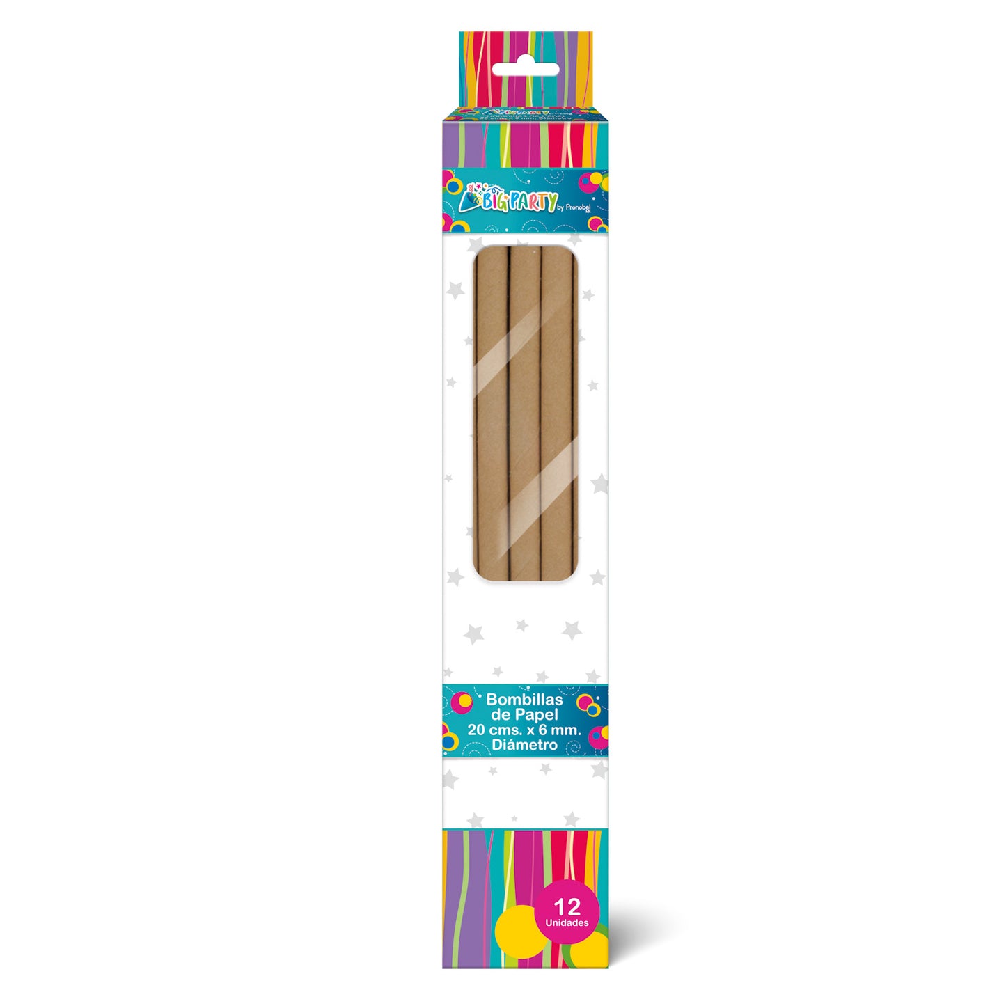 Bombilla Papel Kraft 12 unidades | Big Party