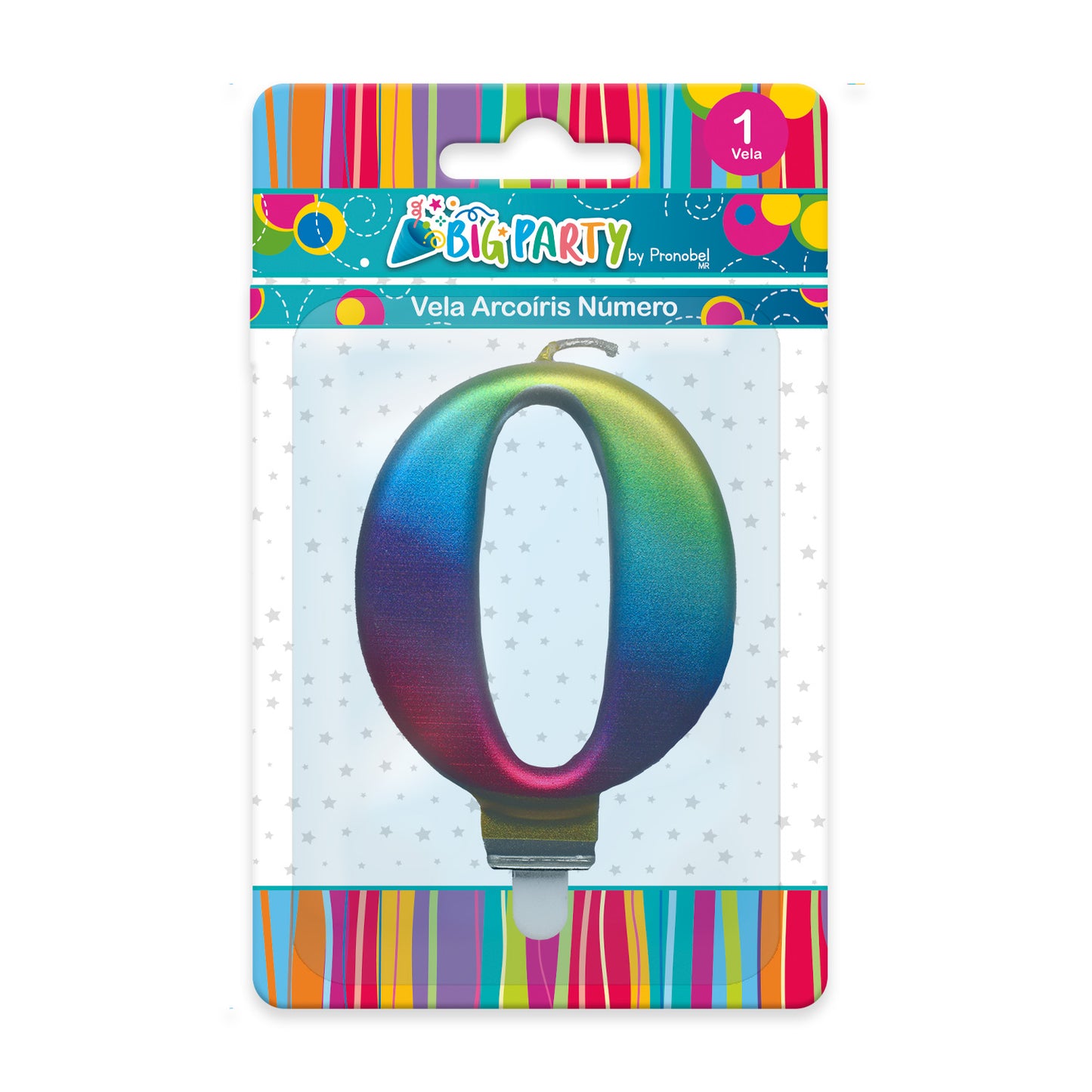 Vela Arcoíris 7,5 cm N° 0 | Big Party