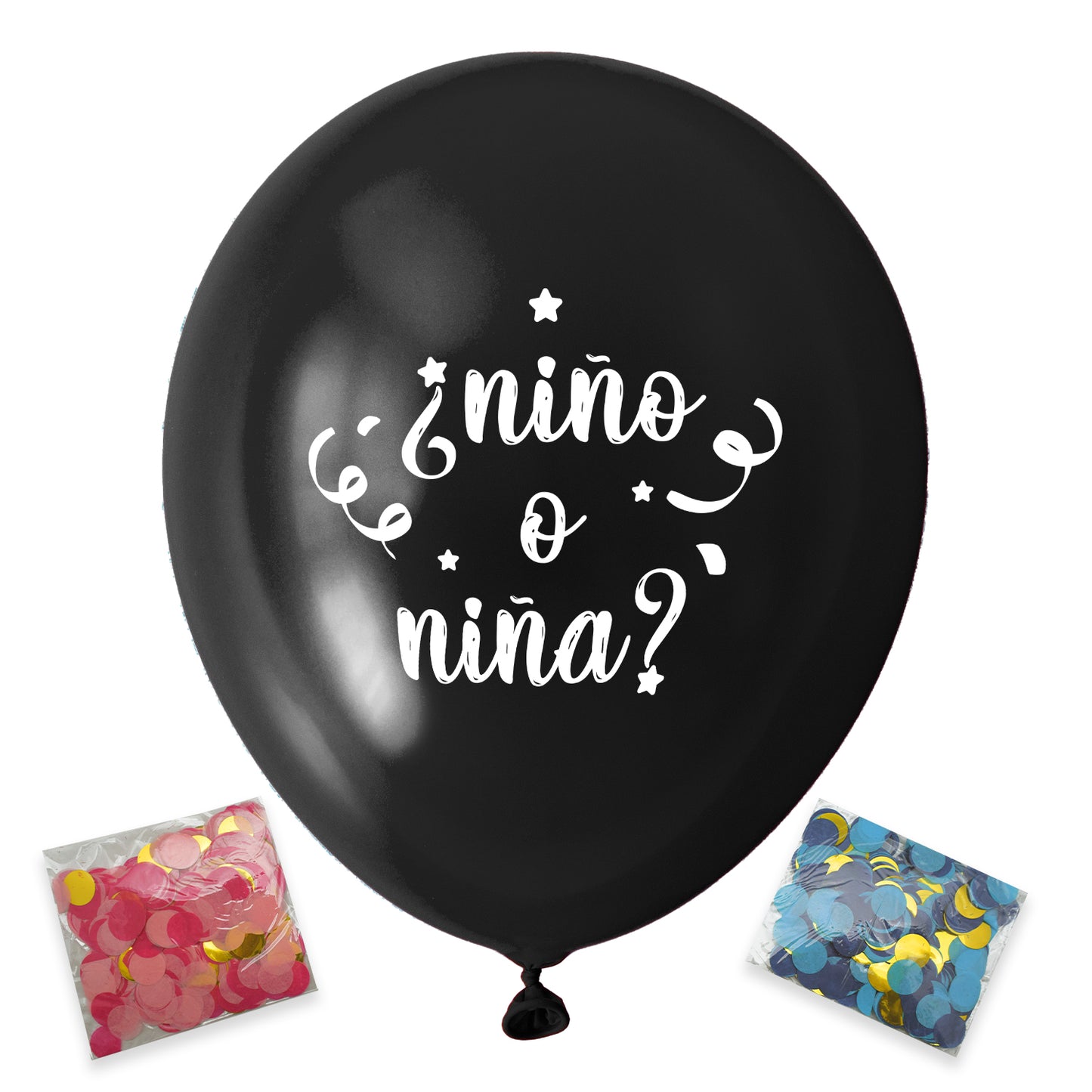 Pack Globo Color Negro + Confeti + 3 Diseños Impresos | Big Party
