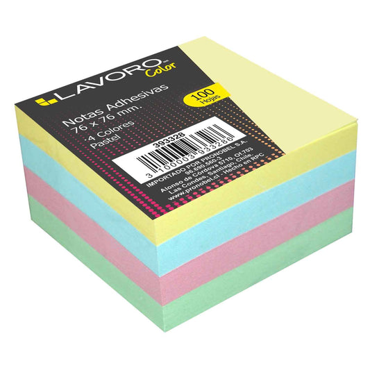 Nota Adhesiva 654 76x76 mm 100 Hojas 4 Un. Pastel | Fultons