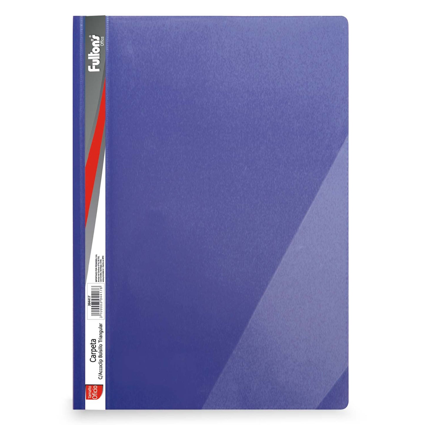 Carpeta con Accoclip Bolsillo Triangular Oficio Vinil Azul Fultons