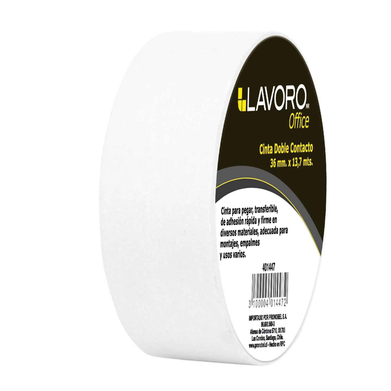 Cinta Doble Contacto 36 mm x 13.7 Mt Blanco | Lavoro