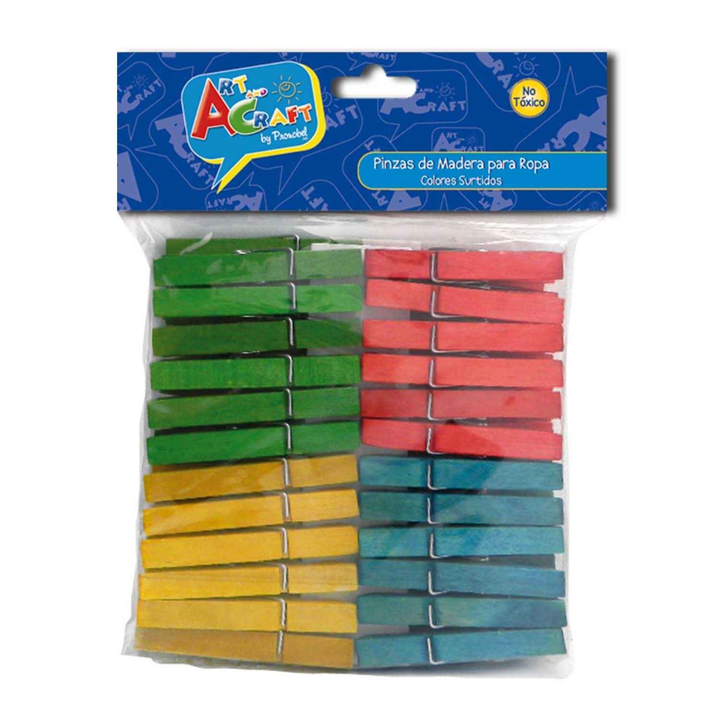 Pinzas Para Ropa Madera 48 Piezas Colores Surtidos 1 x 4,9 Centímetros | Art & Craft
