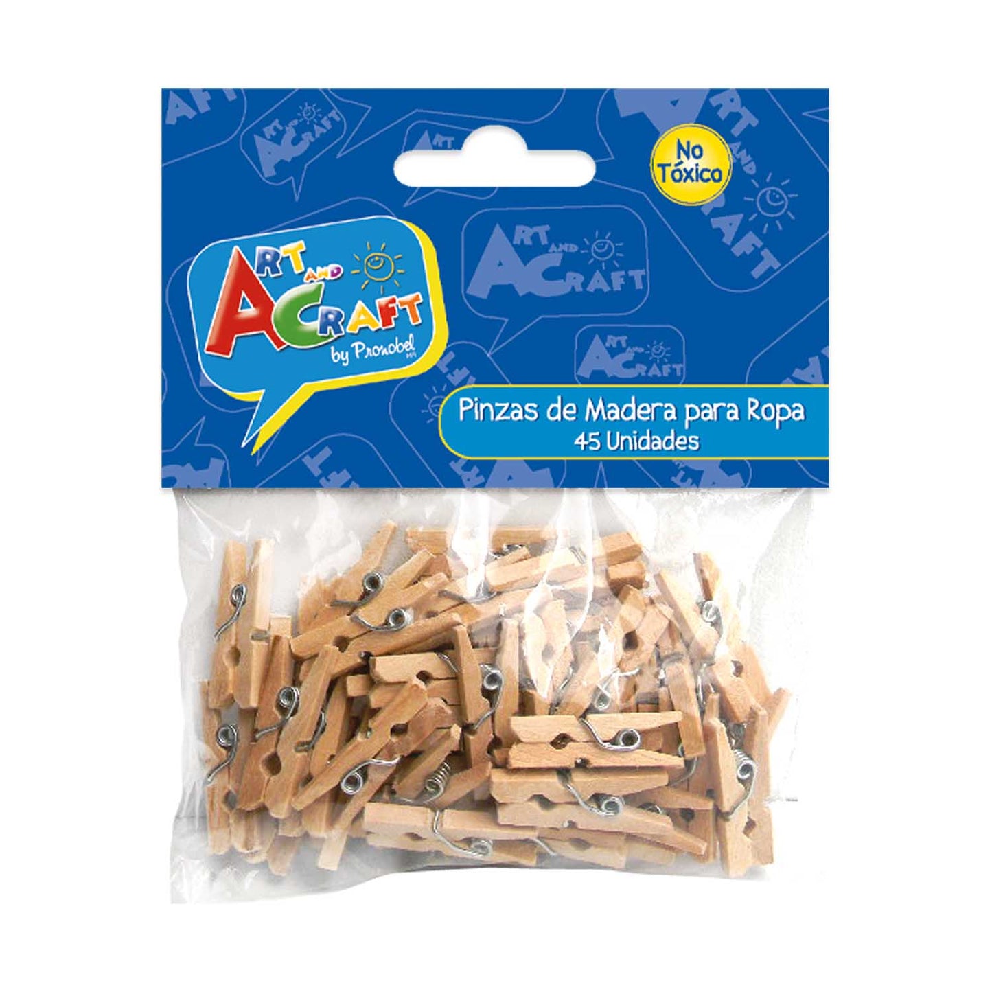 Pinzas Para Ropa Madera 45 Piezas Natural 0,9 x 2,5 cm | Art & Craft