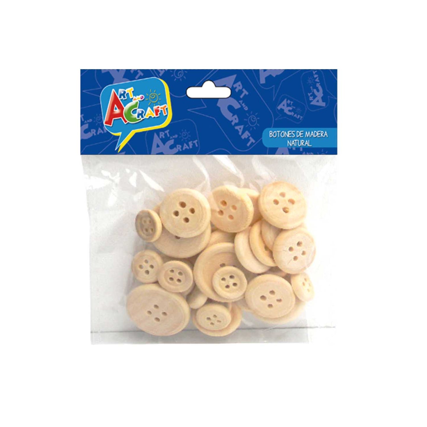 Botones Madera Natural Tamaño Surtido 30 Piezas | Art & Craft