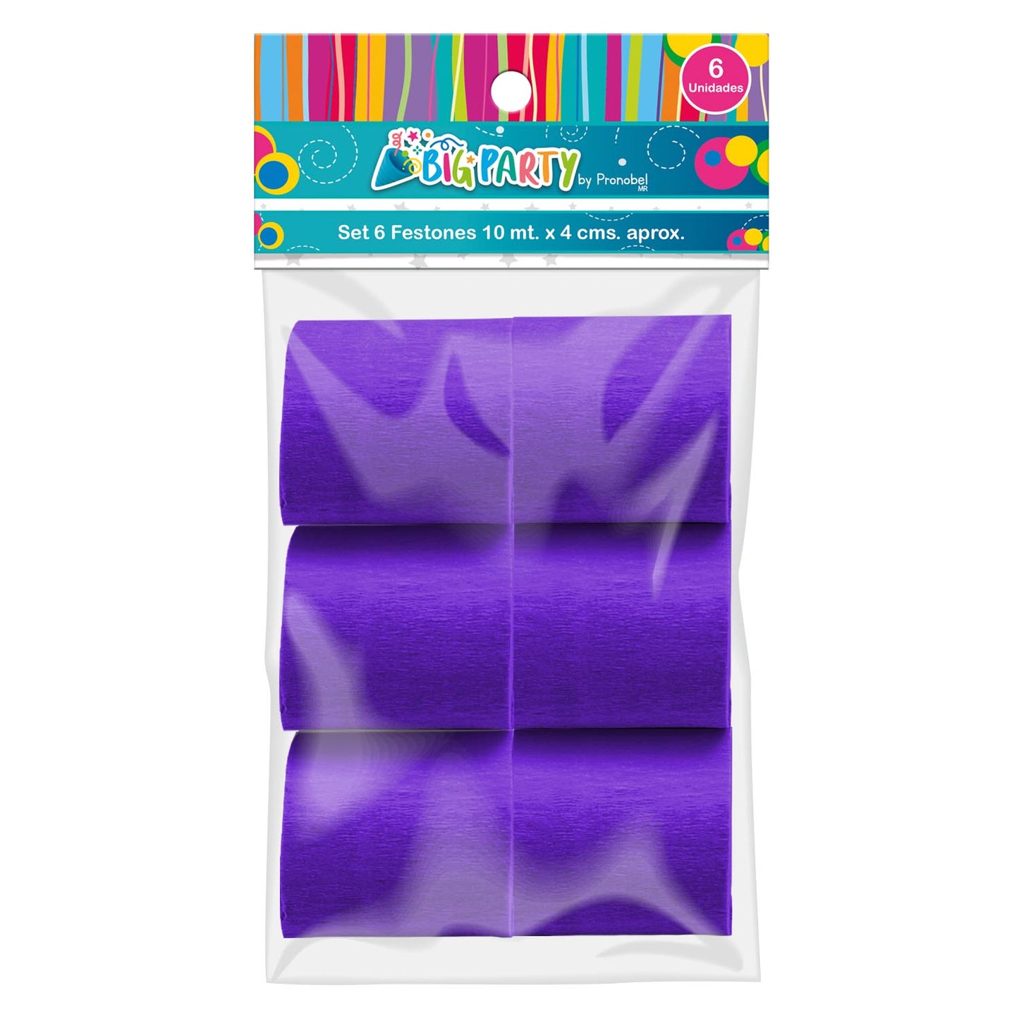 Set 6 Festones Purpuras 10 m x 4 cm Halloween | Big Party