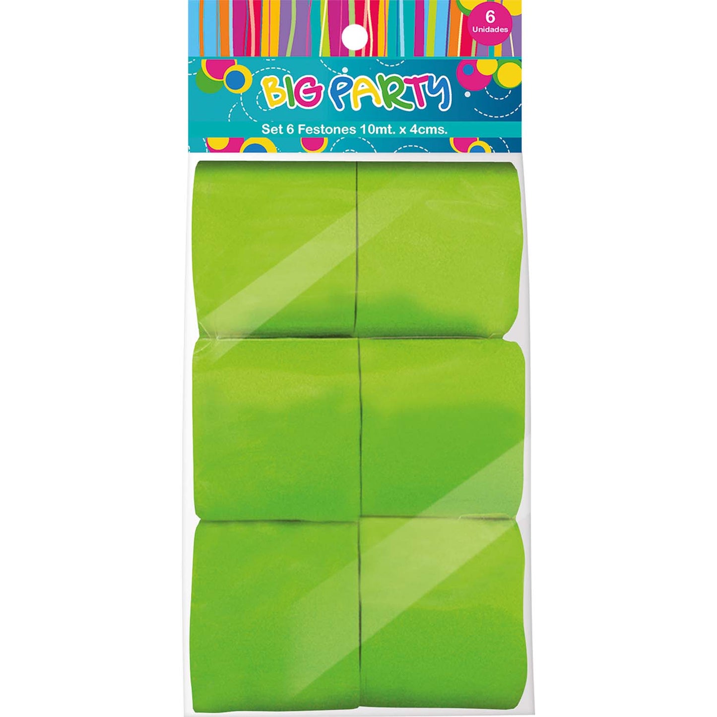 Set 6 Festones Verde Lima 10mx4cm | Big Party