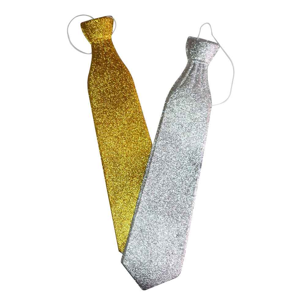 Corbata Glitter Dorada/Plata | Big Party