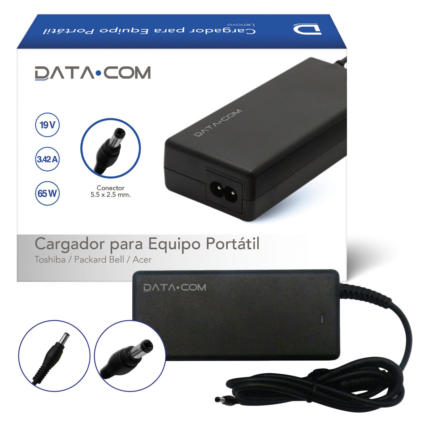 Cargador Notebook Toshiba/Bell 19V 3.42A Datacom Pronobel