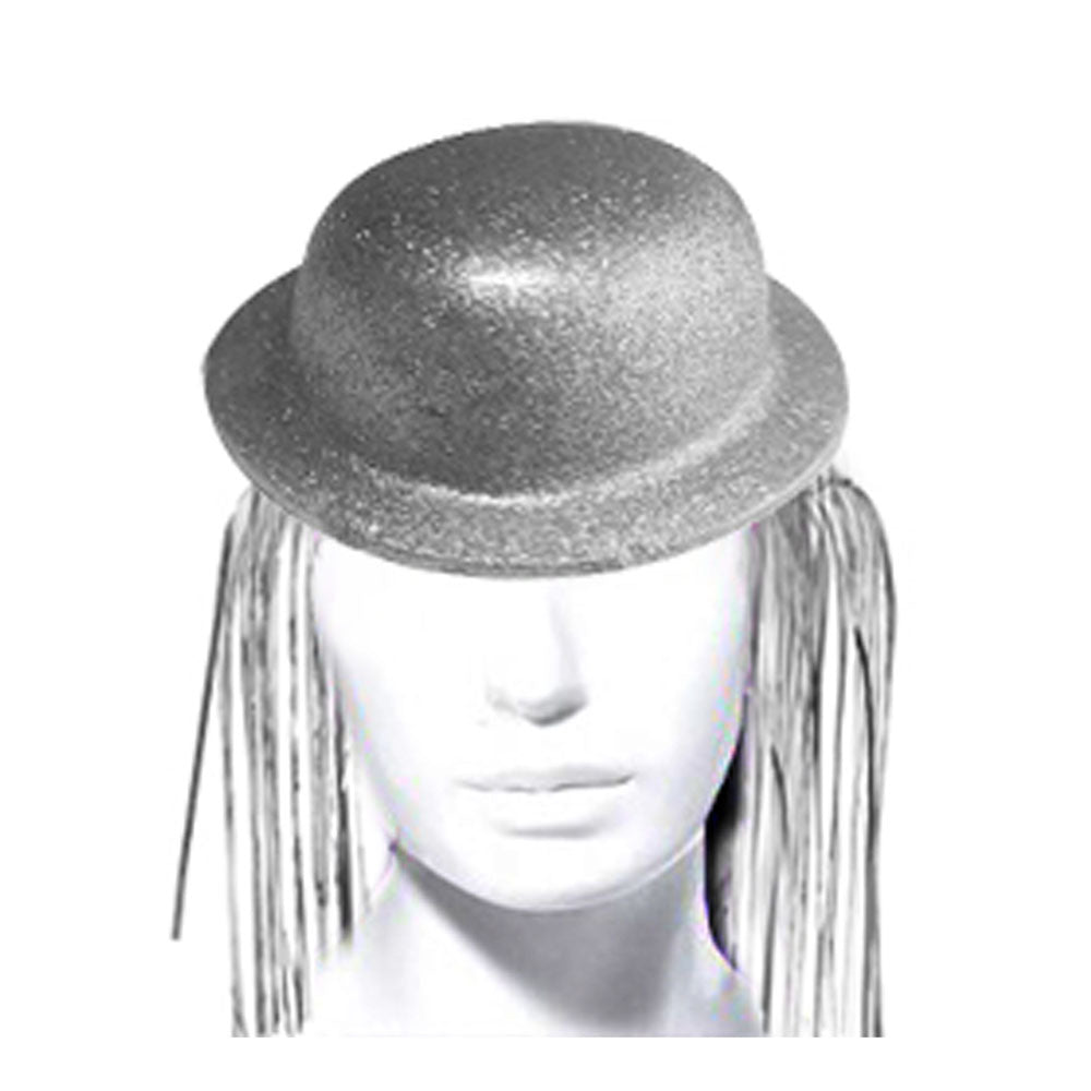 Gorro Chaplin Glitter Dorado/Plateado Con Flecos | Big Party