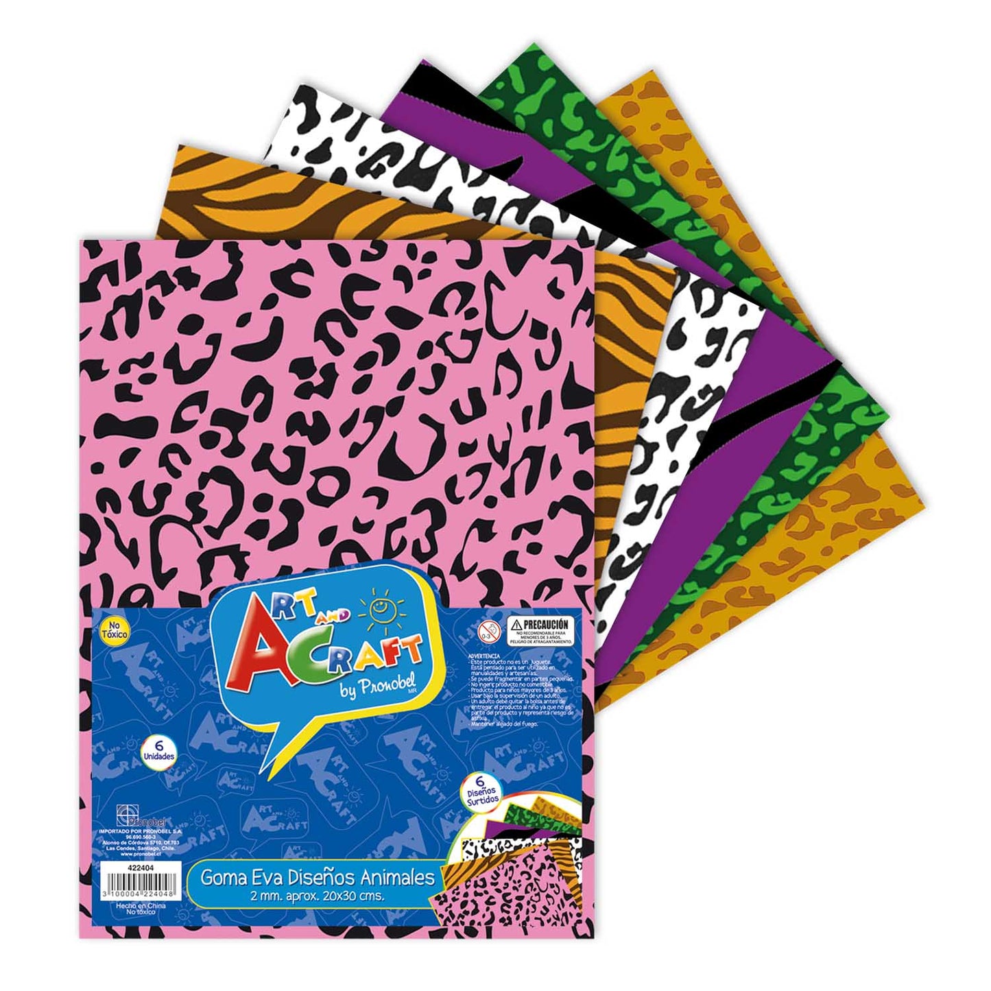 Goma Eva Diseños Animales 20x30 cm 2mm. 6 Colores | Fultons
