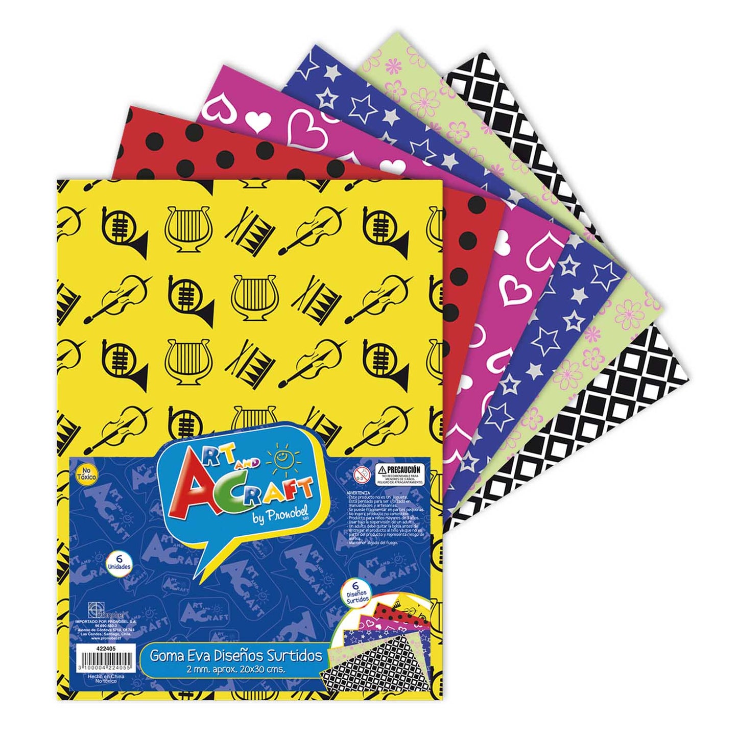 Goma Eva Diseños Surtidos 20x30 cm 2mm. 6 Colores | Fultons