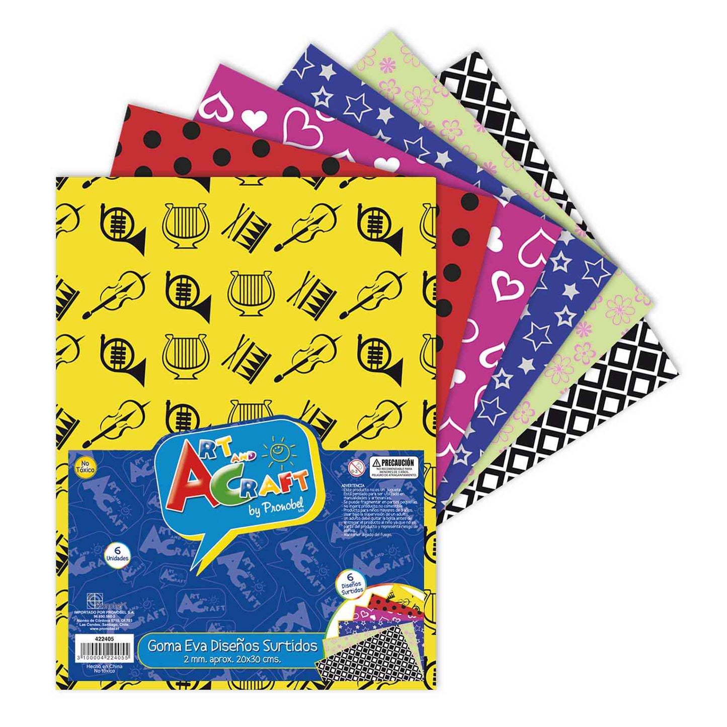 Goma Eva Diseños Surtidos 20x30 cm 2mm. 6 Colores | Fultons