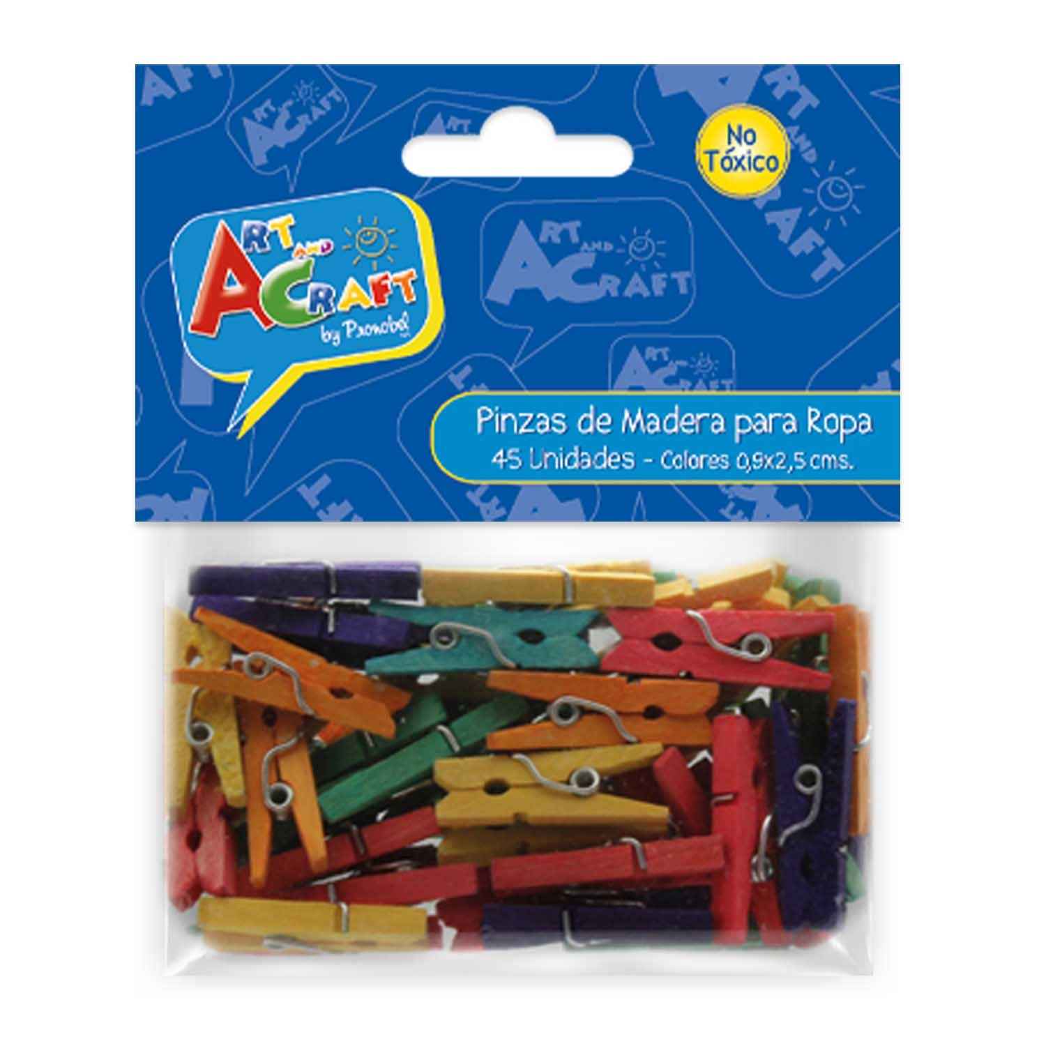 Mini Pinzas Para Ropa Madera 45 Piezas Color 0,9x2,5 cm | Art & Craft