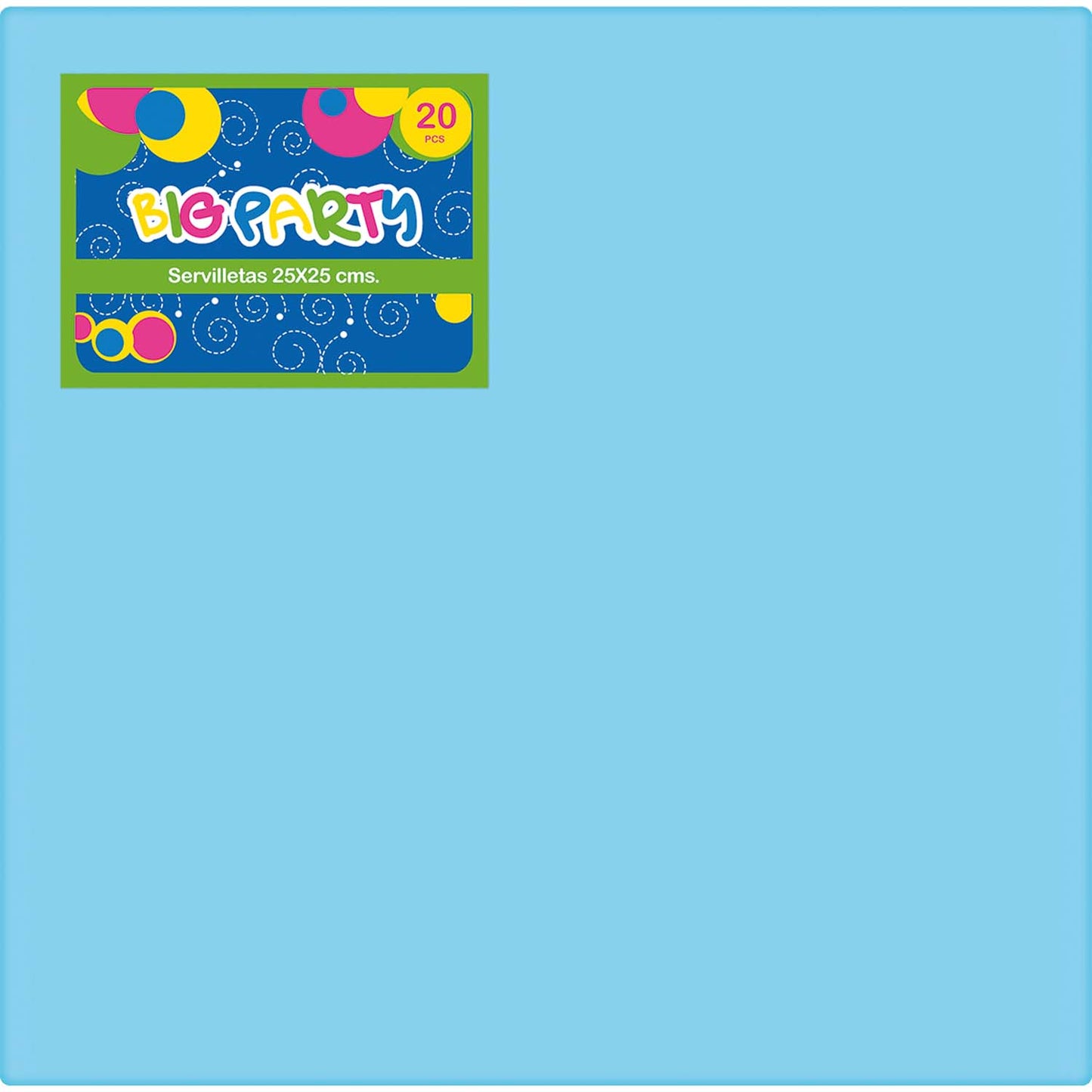 Servilleta Celeste 25x25 cm 20 Piezas | Big Party