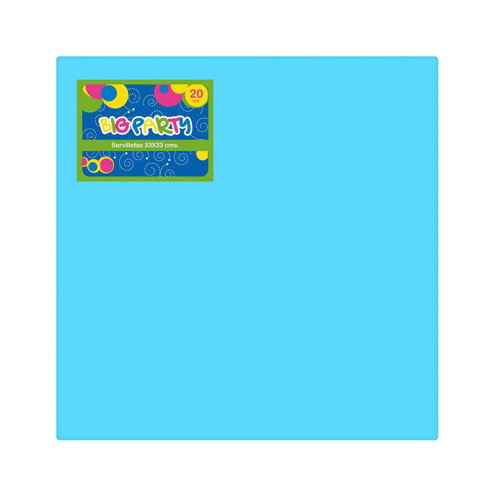 Servilleta Celeste 33x33 cm 20 Piezas | Big Party