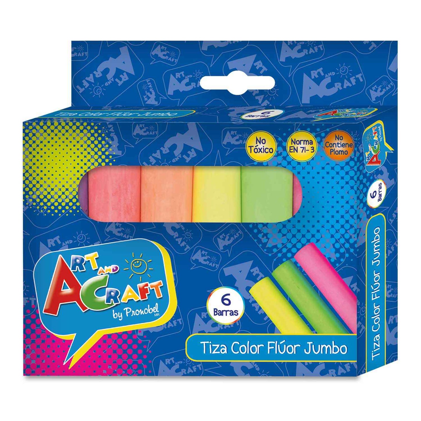 Tiza Jumbo 6 Colores Flúor | Art & Craft