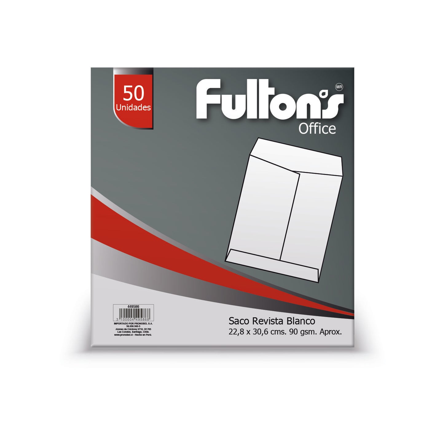 Sobre Saco Revista Blanco 90 gr 50 Un | Fultons