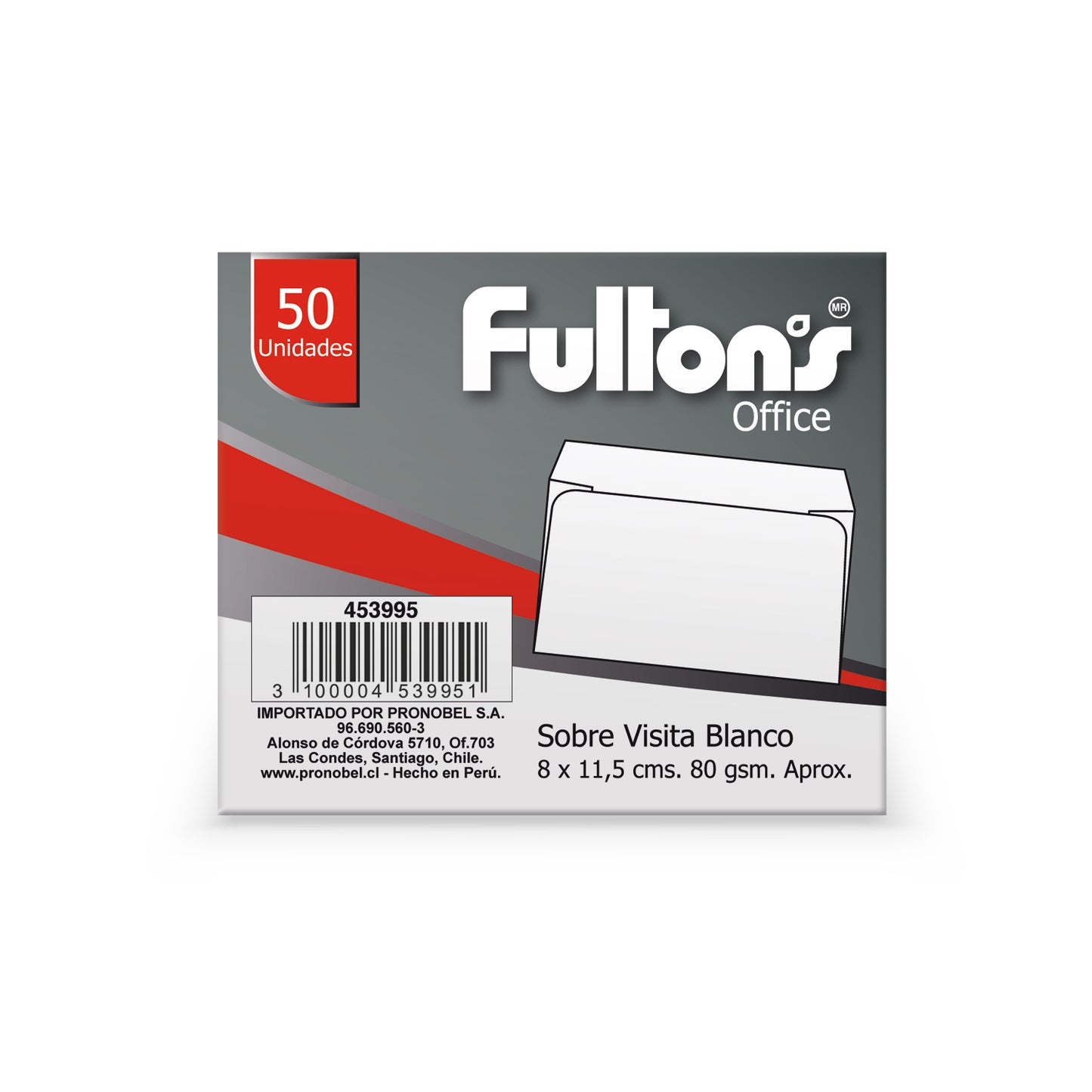 Sobre Visita Blanco 80 gr 50 Un | Fultons