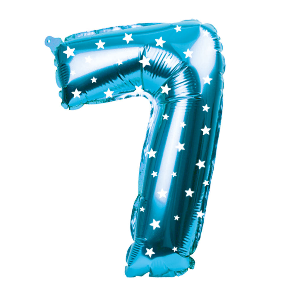 Globo Metálico Celeste 76 cm N° 7 | Big Party