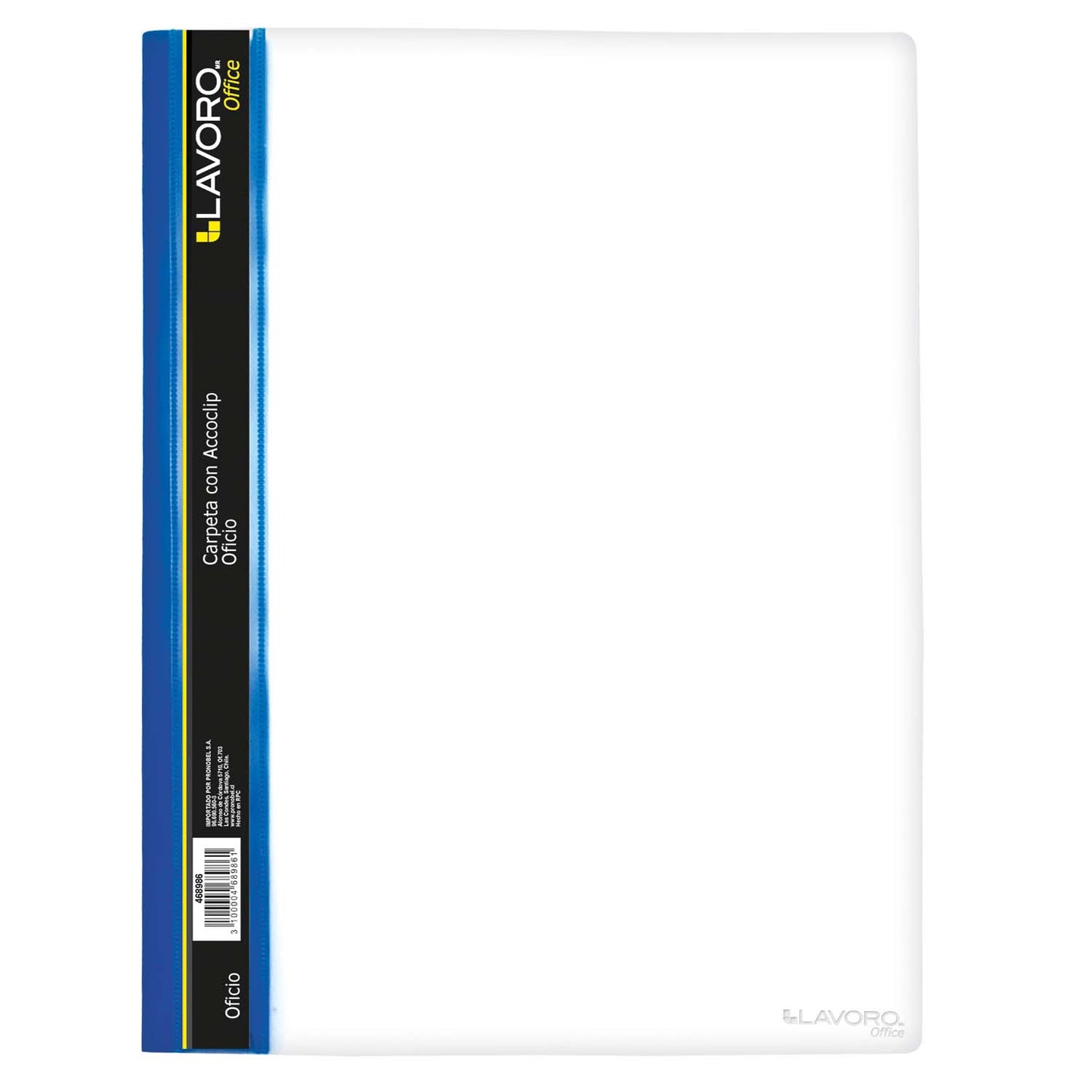 Carpeta con Accoclip Oficio Vinil Transparente Azul Lavoro