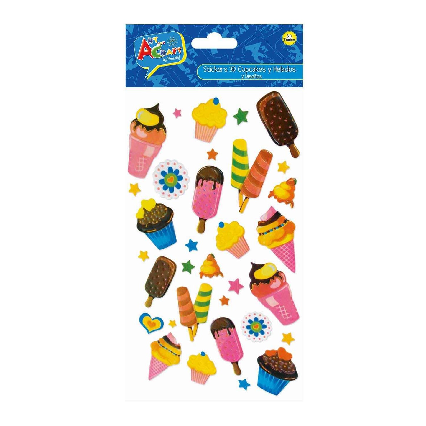 Sticker 3D 2 Surtidos Cupcake/Dulces Bolsa | Art & Craft