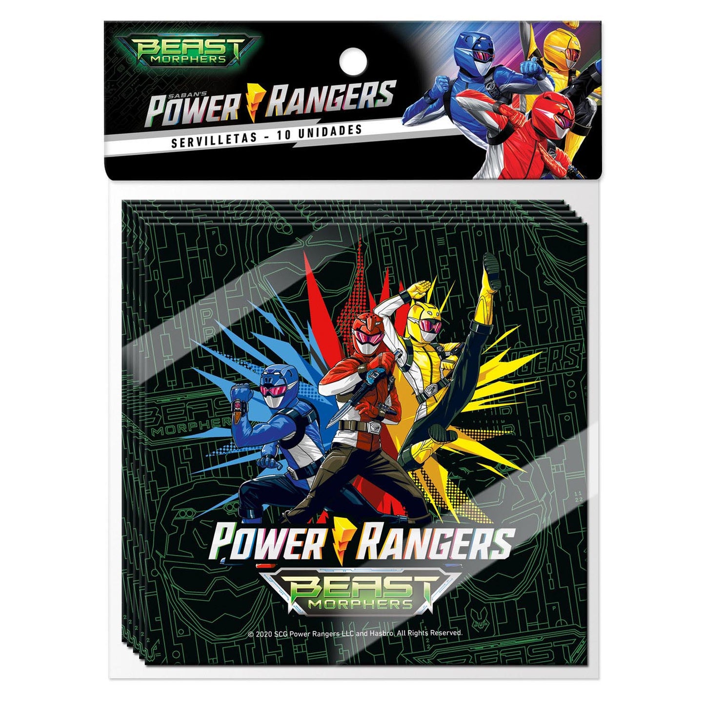 Set 10 Servilletas Power Ranger 33X33 cm | Power Rangers