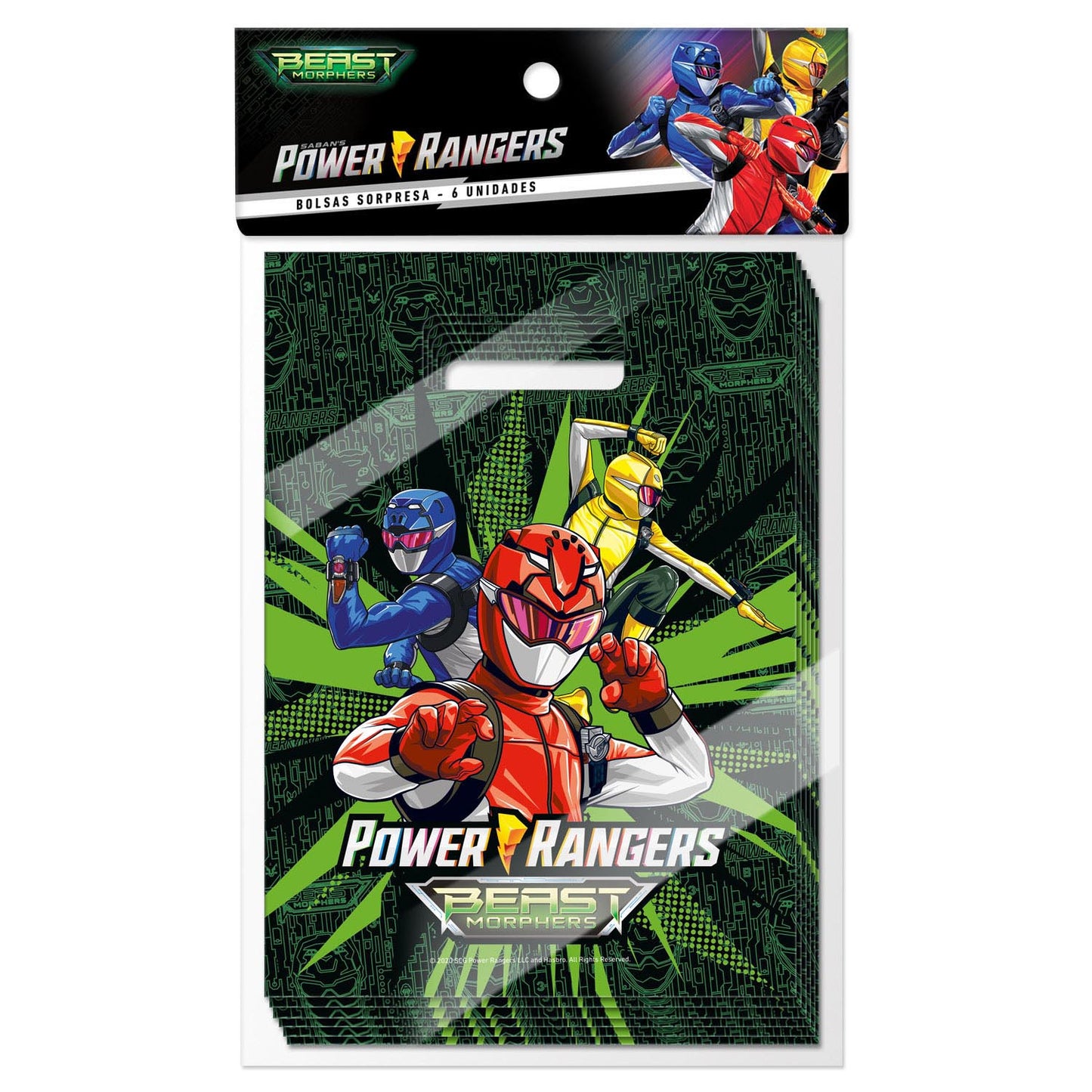 Set 6 Bolsas Para Sorpresa Power Ranger | Power Rangers