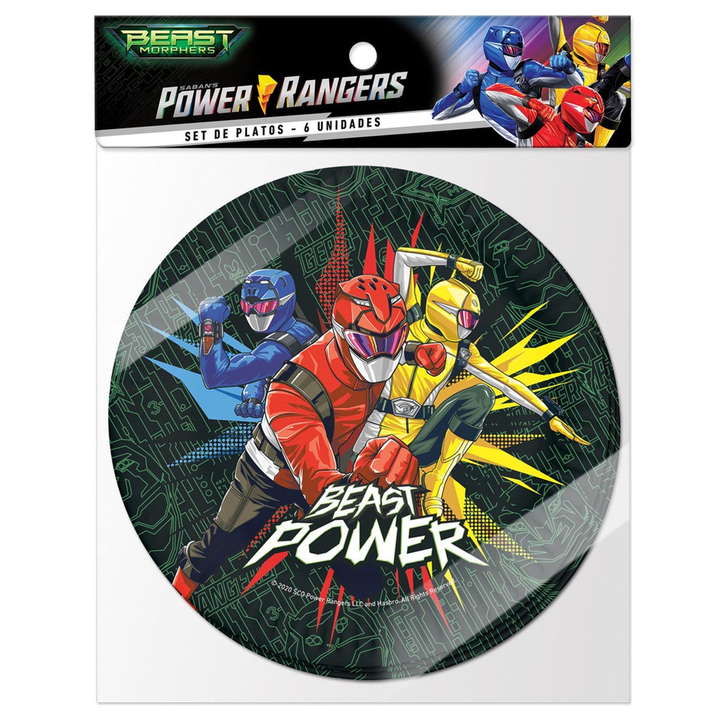 Set 6 Platos Cartón Power Ranger 18 cm | Power Rangers