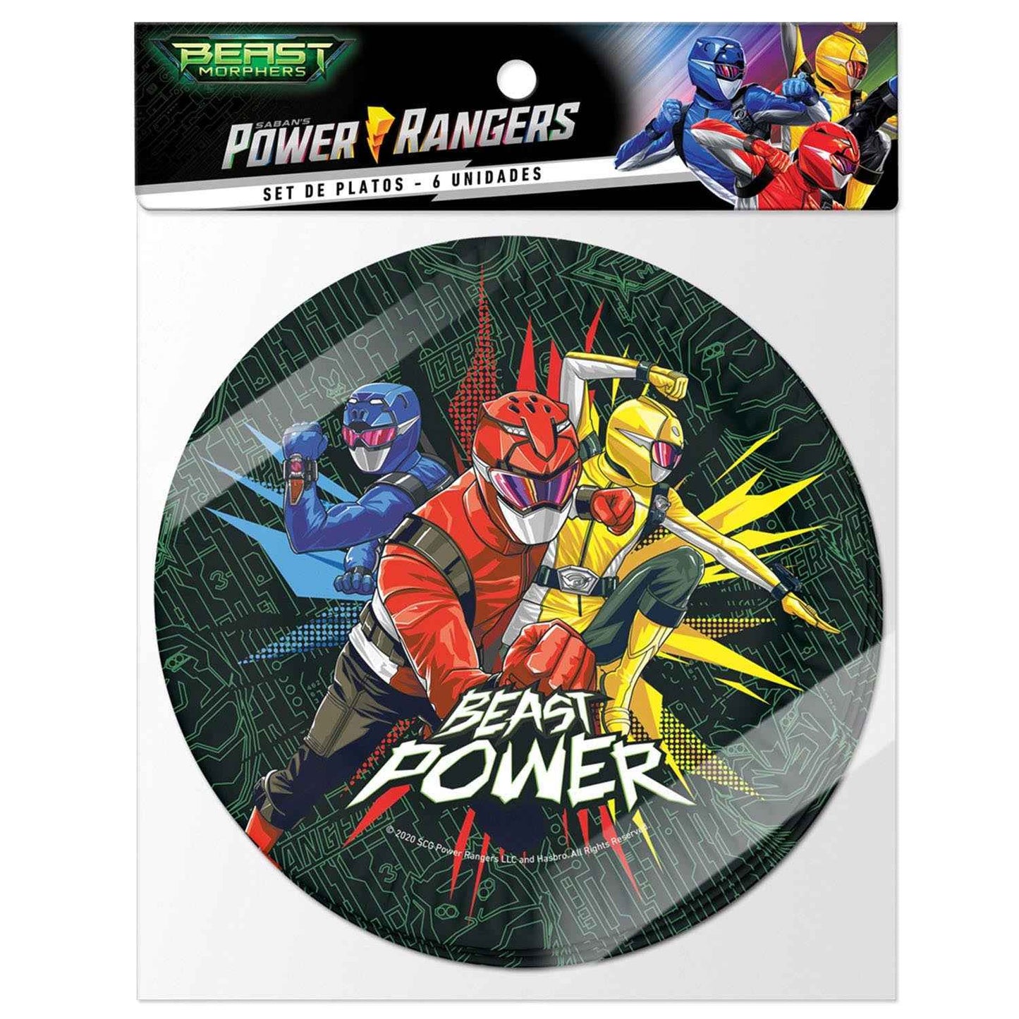 Set 6 Platos Cartón Power Ranger 18 cm | Power Rangers