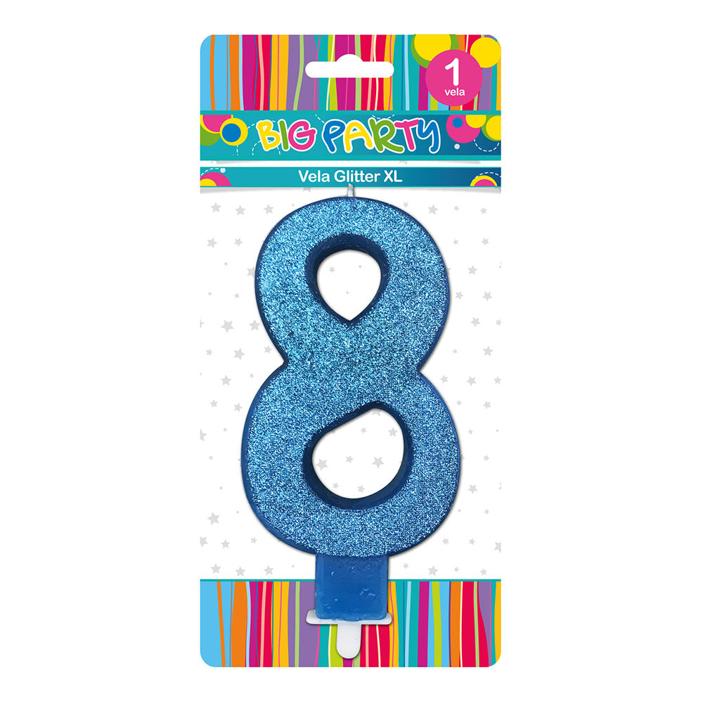 Vela Glitter N°8 Colores Surtidos al 13 cm | Big Party
