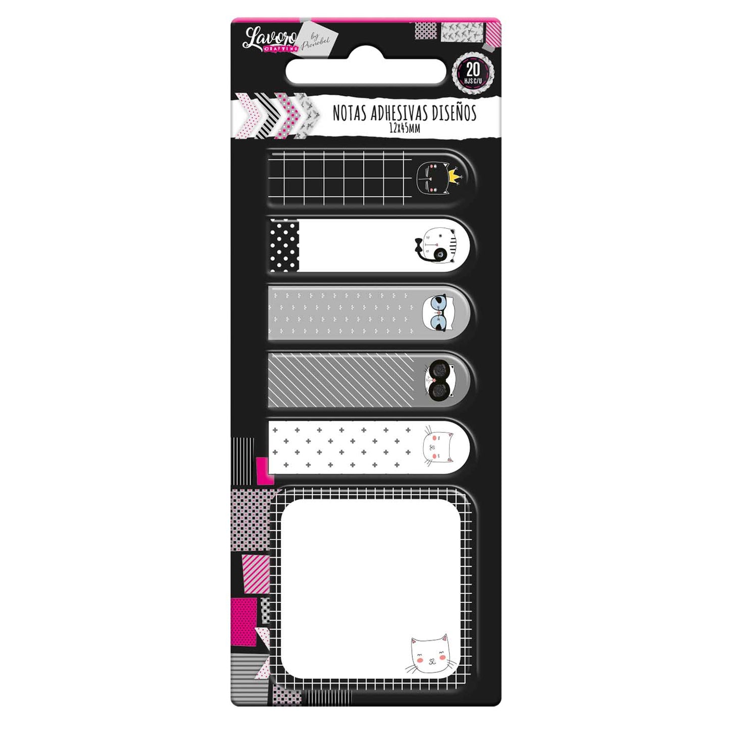 Nota Adhesiva Plástica 5 Dis 20 Hj Blanco/Negro | Lavoro