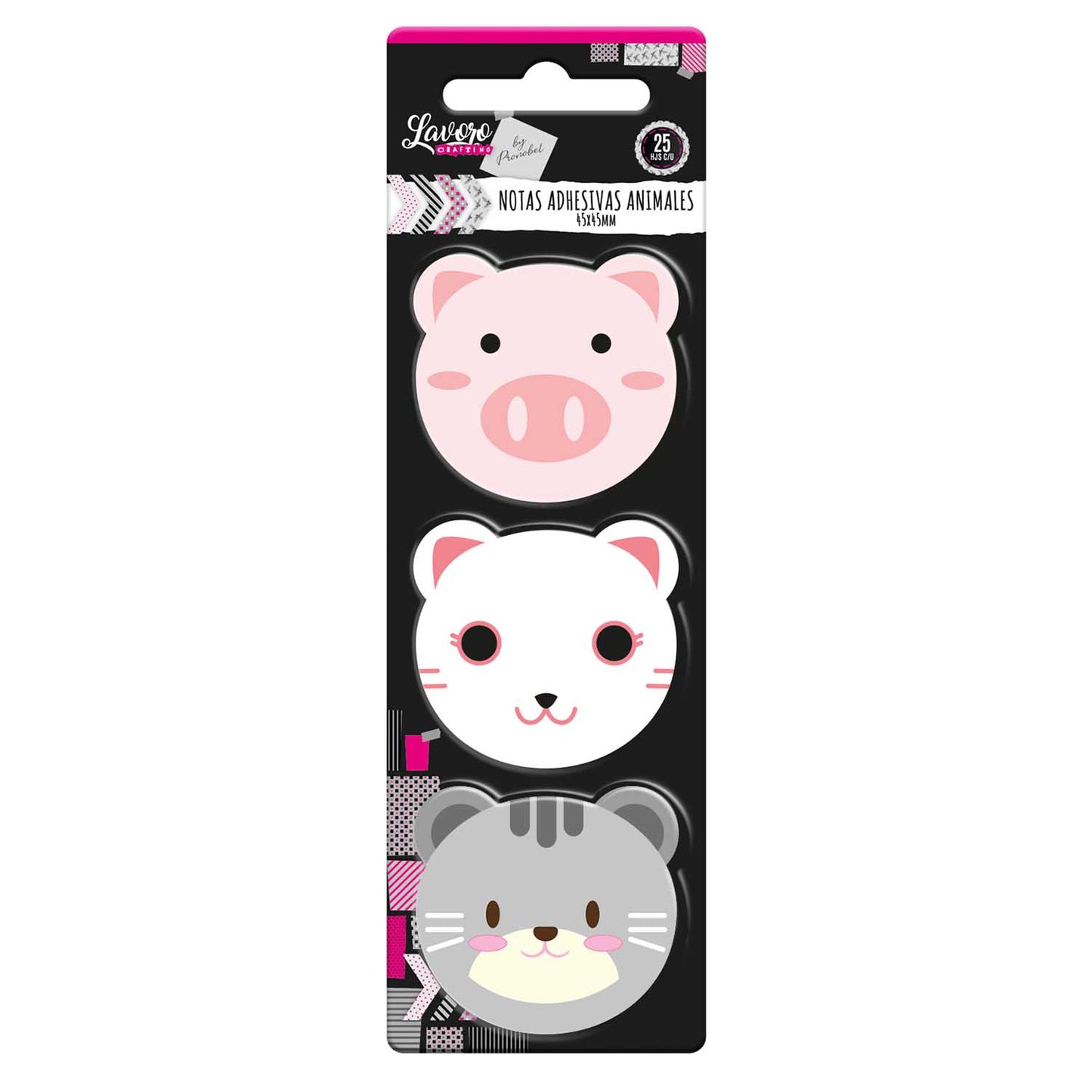 Nota Adhesiva Animales 45x45mm 25 Hj Con U Diseño 3 | Lavoro