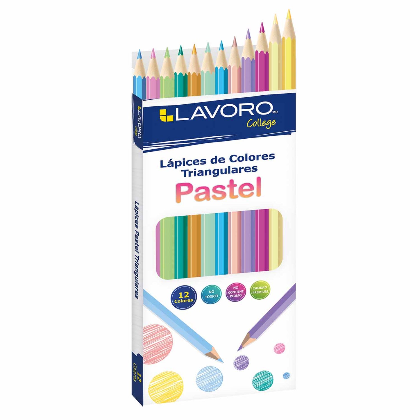 Lápices 12 Colores Largo Triangular Colores Pastel | Lavoro