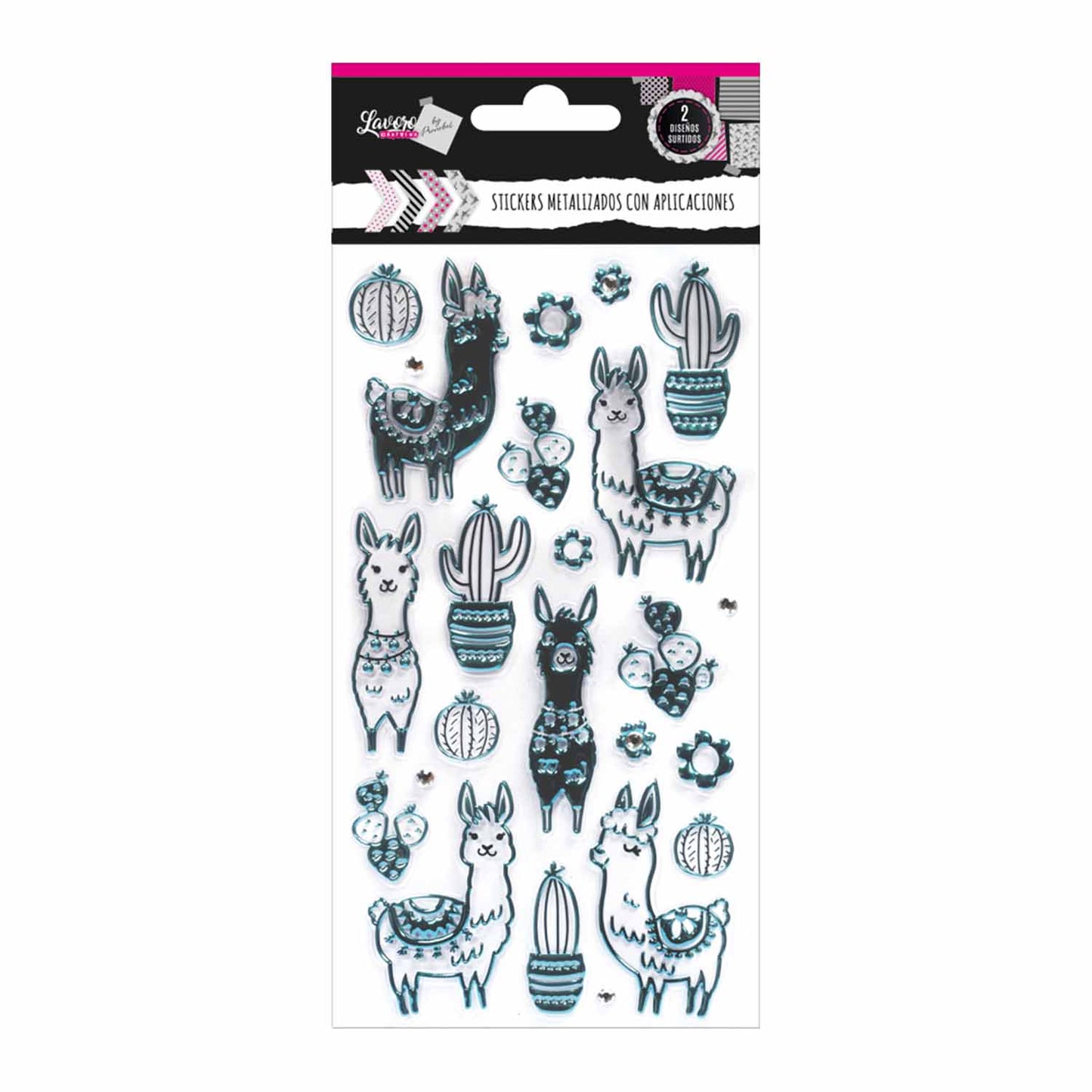 Stickers Scrapbook Metalizado Con Aplicaciones 2 Surtidos | Lavoro