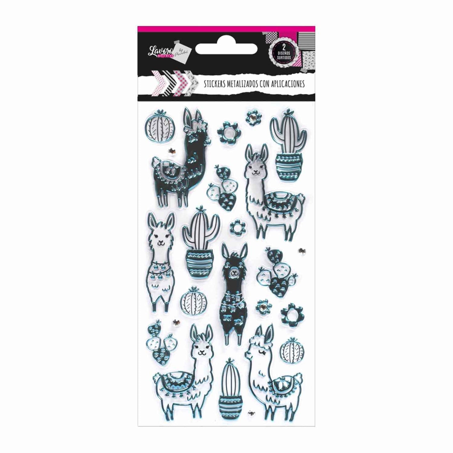 Stickers Scrapbook Metalizado Con Aplicaciones 2 Surtidos | Lavoro