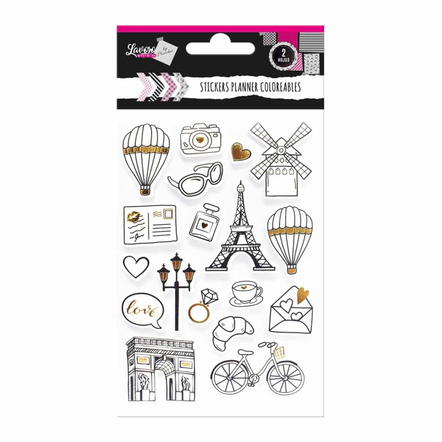 Stickers Scrapbook Coloreables 30 Piezas Aprox 2 Surtidos | Lavoro