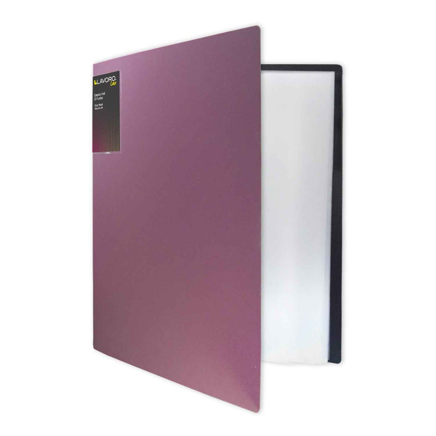 Carpeta Con Fundas Oficio 20 Fundas Vinil Rosa Metal | Lavoro