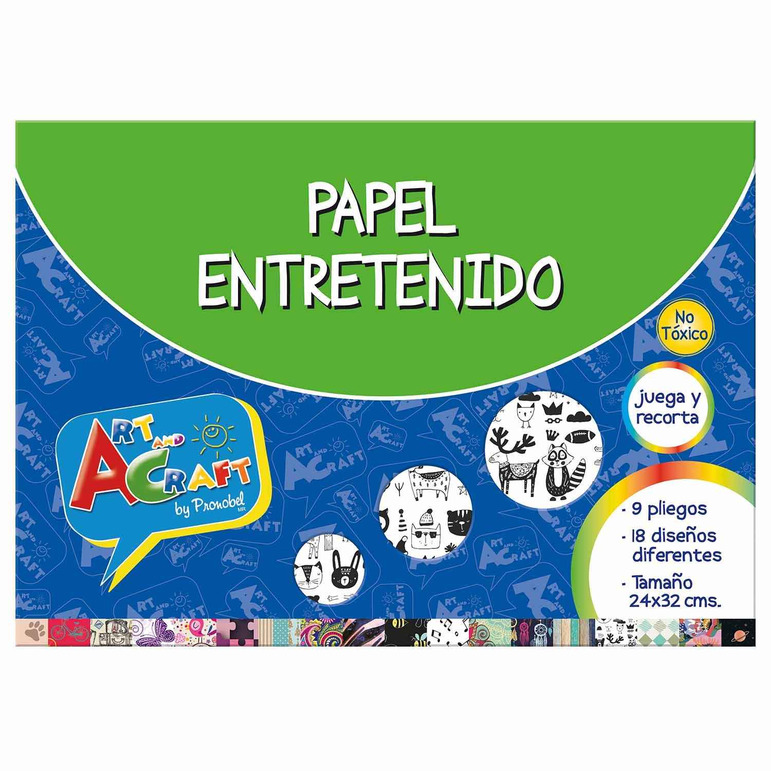 Carpeta Con Papel Entretenido 24 x 32 cm 9 Hojas 18 Diseños | Art & Craft