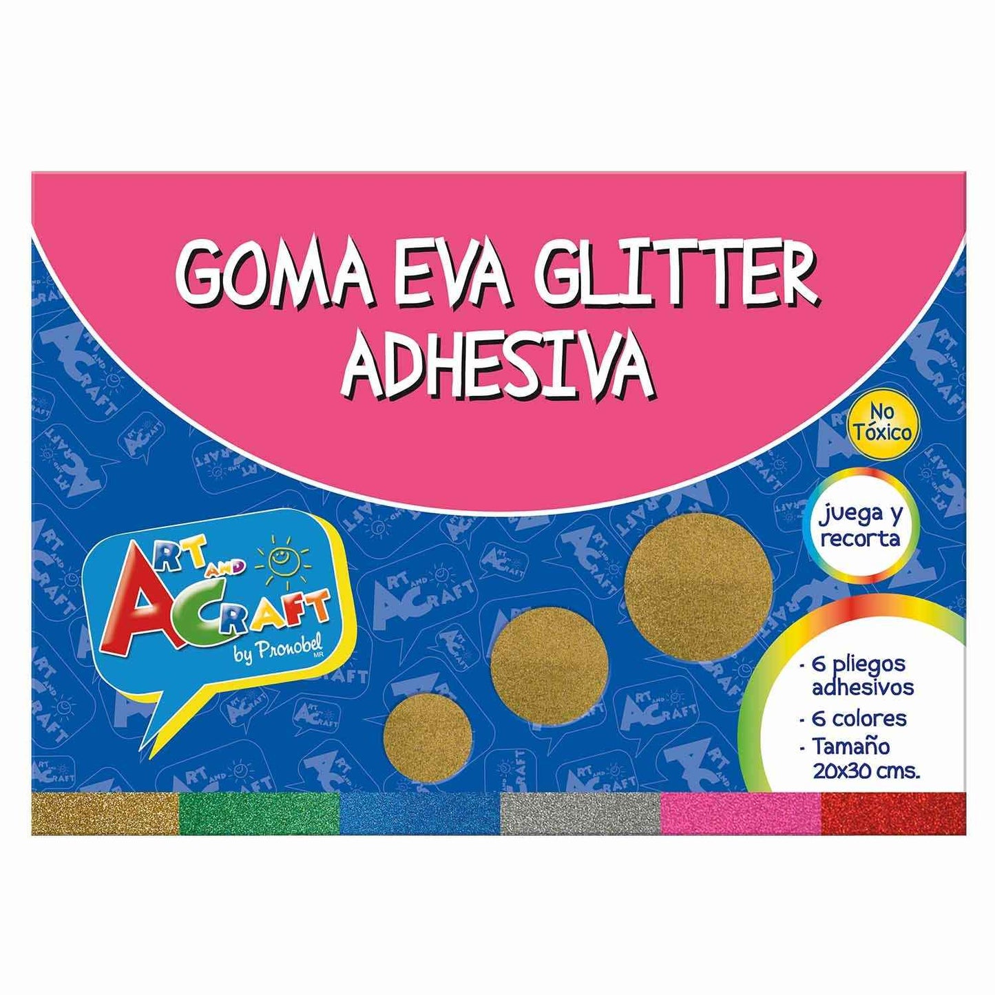 Carpeta Con Papel Goma Eva Glitter Adhesiva 6 Col 6 Piezas 20 x 30 cm | Art & Craft