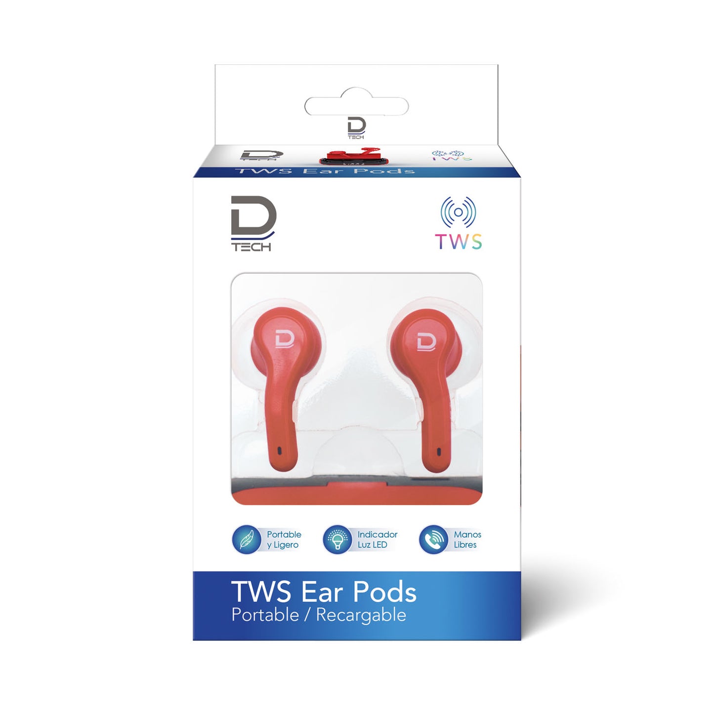 Ear Pods TWS Bluetooth 5.0 Rojo | Datacom